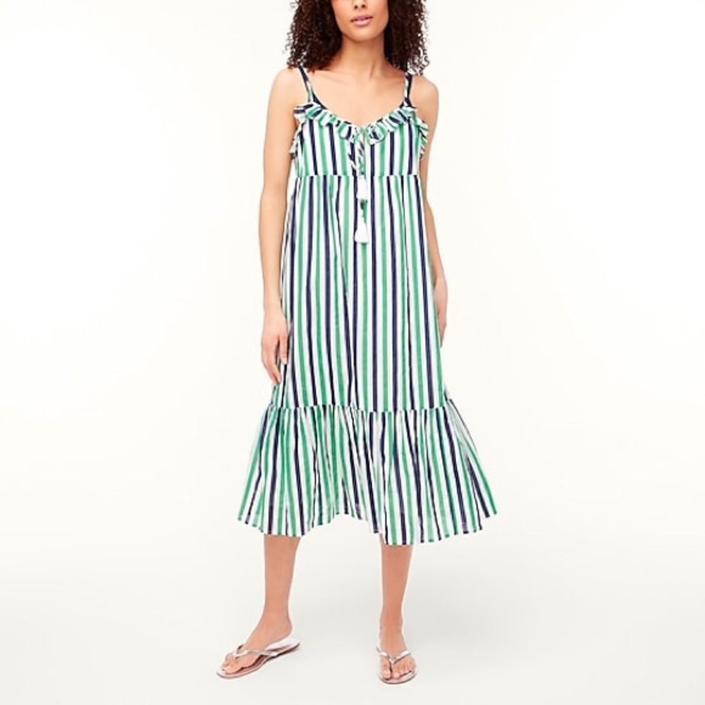 J CREW Ruffle tiered maxi cover-up dress size Large brand new without tags